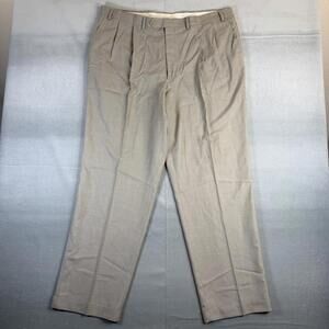 Ralph Lauren Pleated Dress Pants Mens 42x32 Beige Classic Straight Cuffed